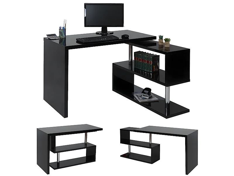 Designerskie biurko narożne MCW-A68 obrotowe,  czarny