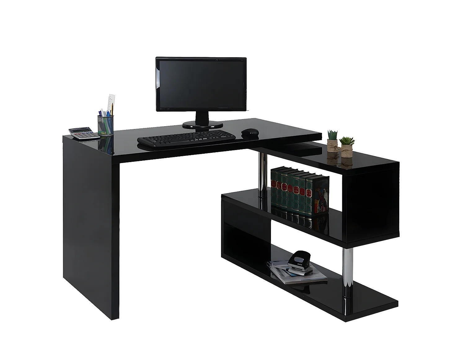 Design hoekbureau MCW-A68 draaibaar,  zwart