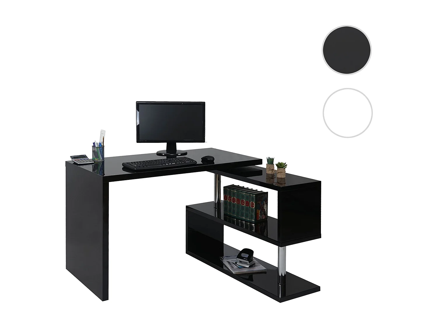 Design hoekbureau MCW-A68 draaibaar,  zwart