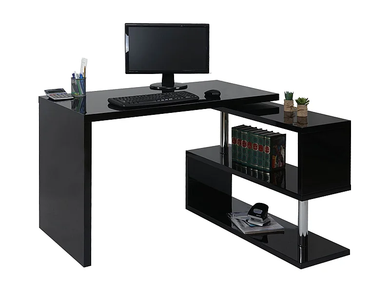 Bureau d'angle design MCW-A68 Pivotant,  noir