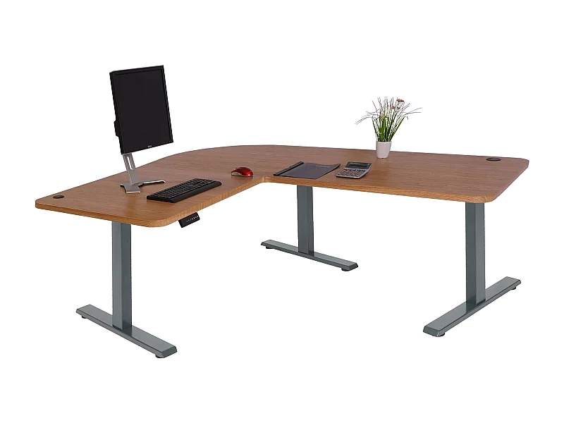 Eck-Schreibtisch MCW-D40, Braun Struktur, anthrazit-grau