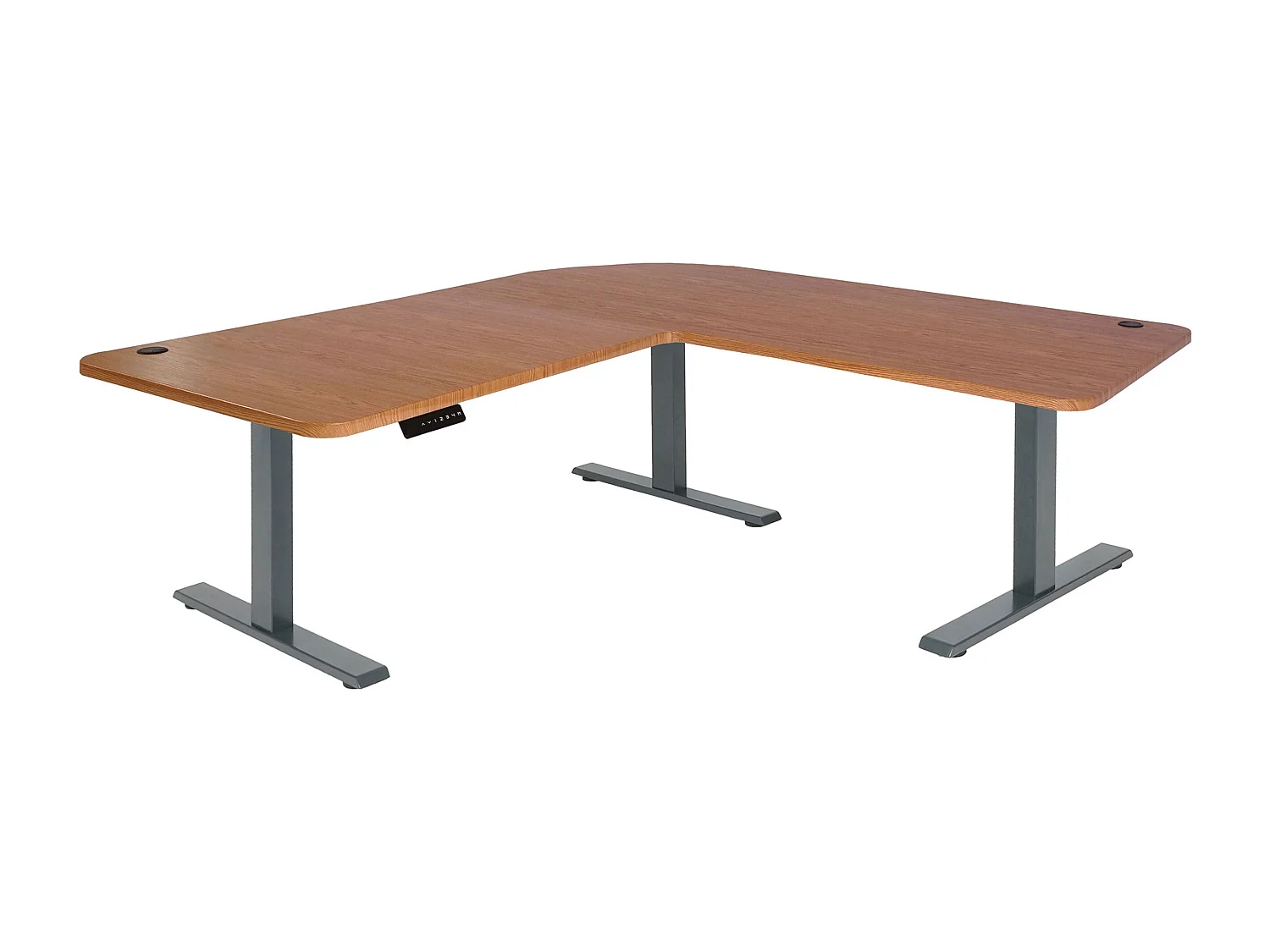 Eck-Schreibtisch MCW-D40, Braun Struktur, anthrazit-grau