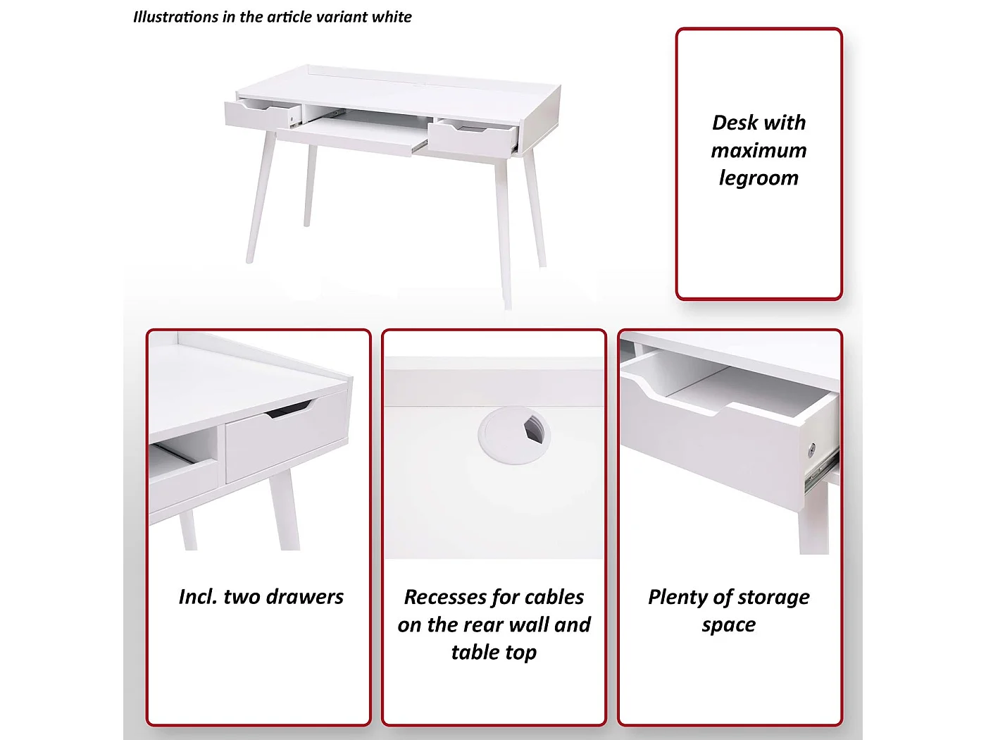 Biurko MCW-A70b,  biały