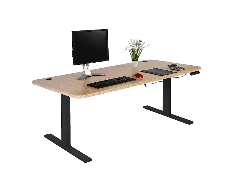 Schreibtisch MCW-D40, Hellbraun, schwarz