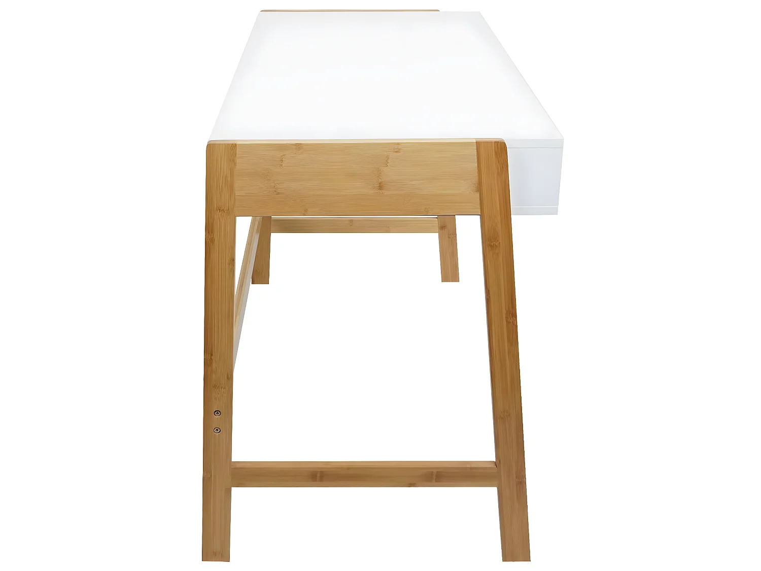 Scrivania toeletta consolle tavolino MCW-K12 legno bambù 76x155x58cm bianco