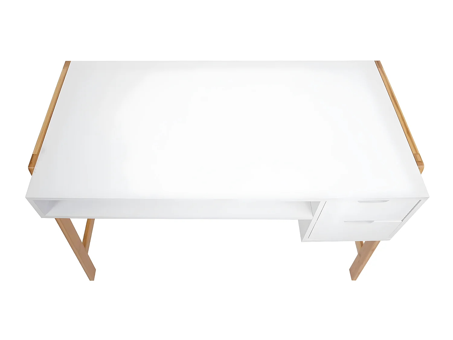 Scrivania toeletta consolle tavolino MCW-K12 legno bambù 76x155x58cm bianco