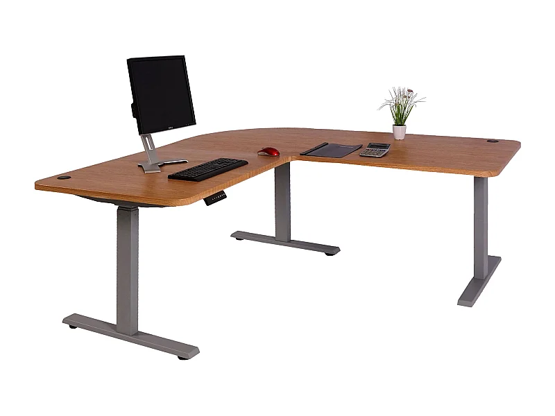 Eck-Schreibtisch MCW-D40, Braun Struktur, grau