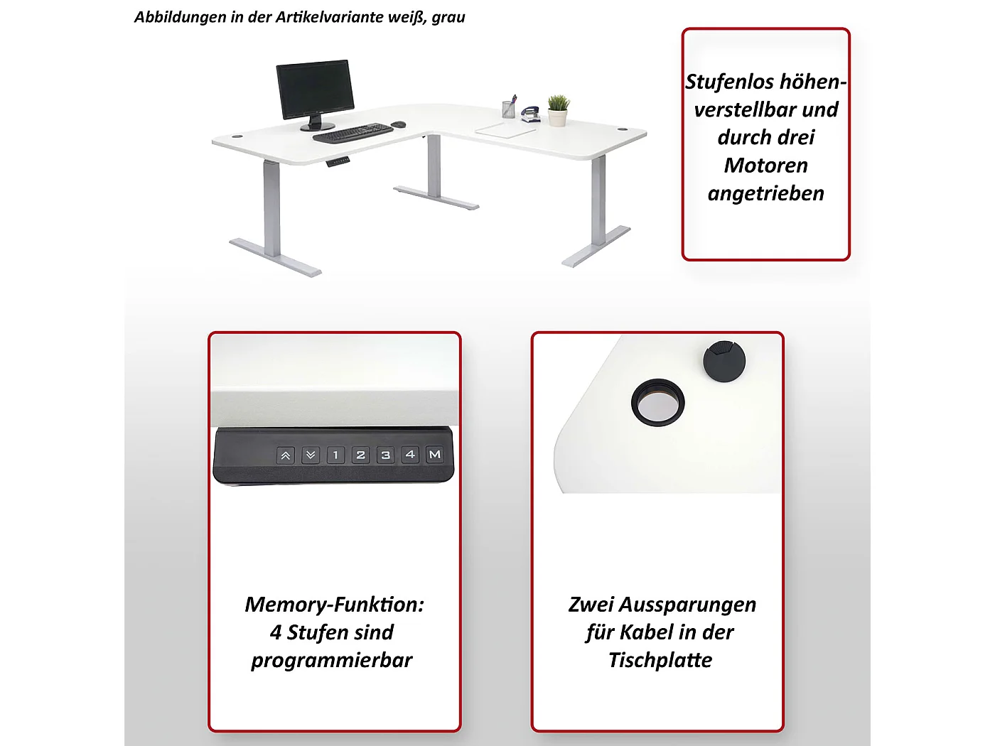 Eck-Schreibtisch MCW-D40, Schwarz, schwarz