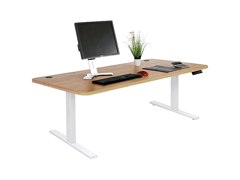 Schreibtisch MCW-D40, Braun Struktur, weiß