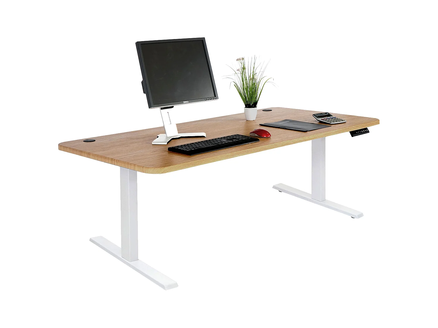 Schreibtisch MCW-D40, Braun Struktur, weiß