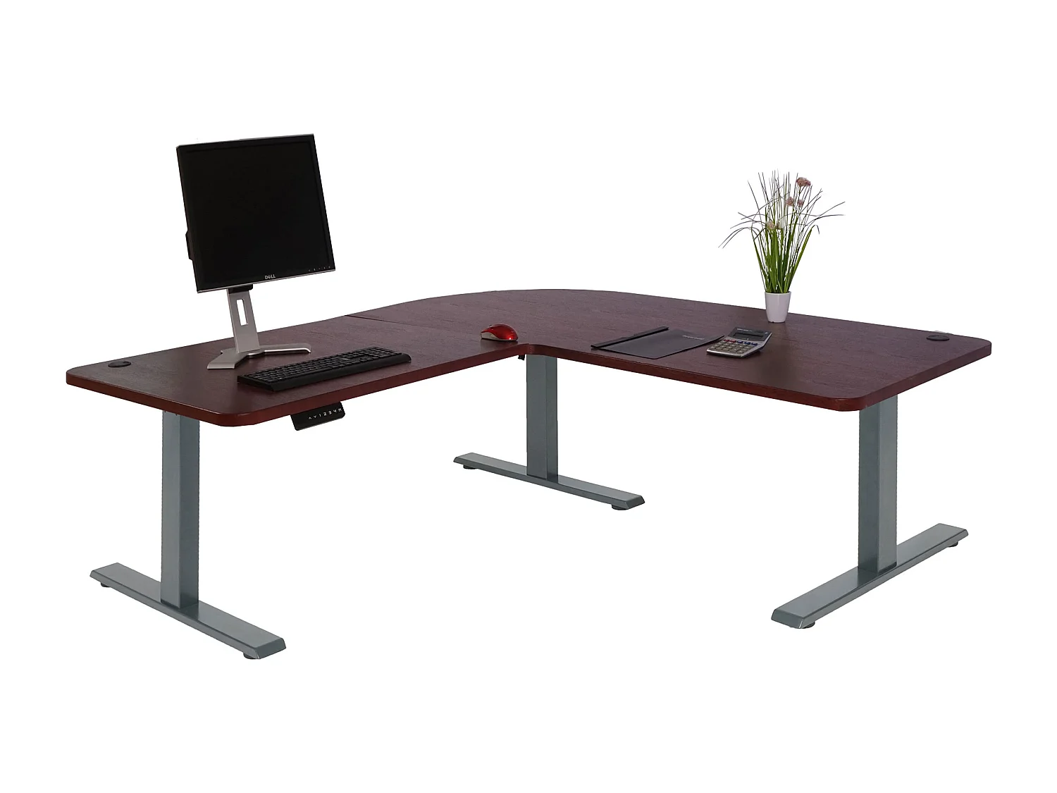 Eck-Schreibtisch MCW-D40, Kirsch-Dekor, anthrazit-grau