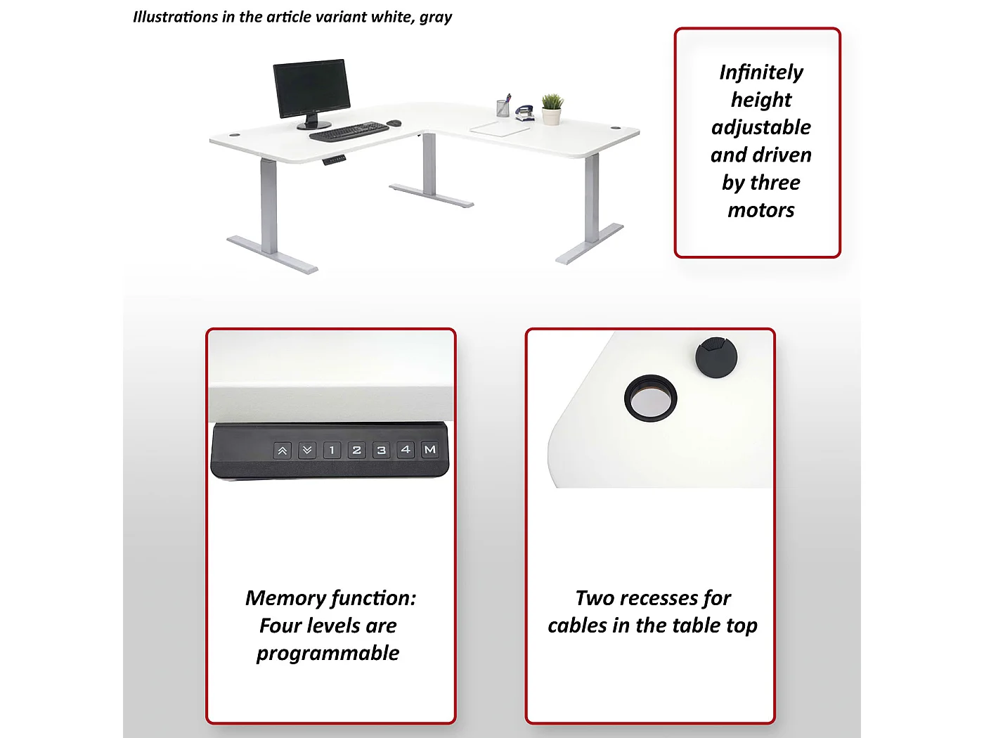 Eck-Schreibtisch MCW-D40, Kirsch-Dekor, anthrazit-grau