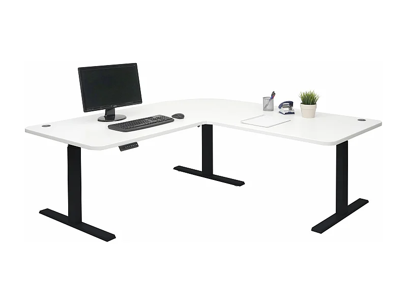 Eck-Schreibtisch MCW-D40, Weiß, schwarz