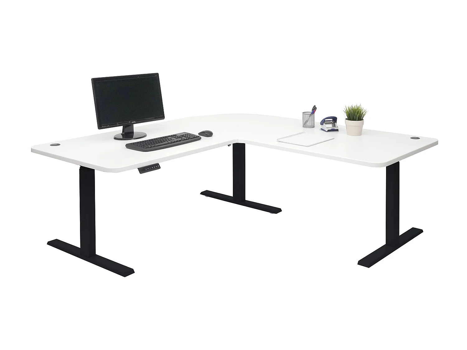 Eck-Schreibtisch MCW-D40, Weiß, schwarz