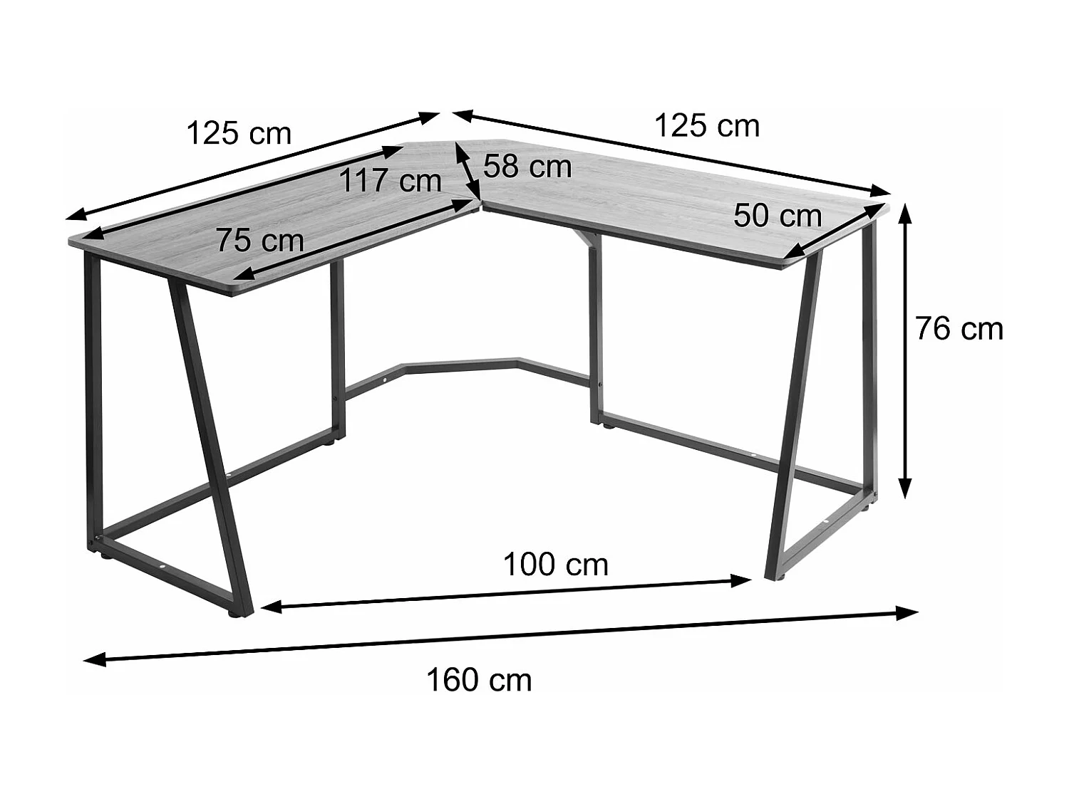 Hoekbureau MCW-K66,  natuurlijke kleur