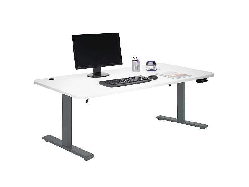 Schreibtisch MCW-D40, Weiß, anthrazit-grau