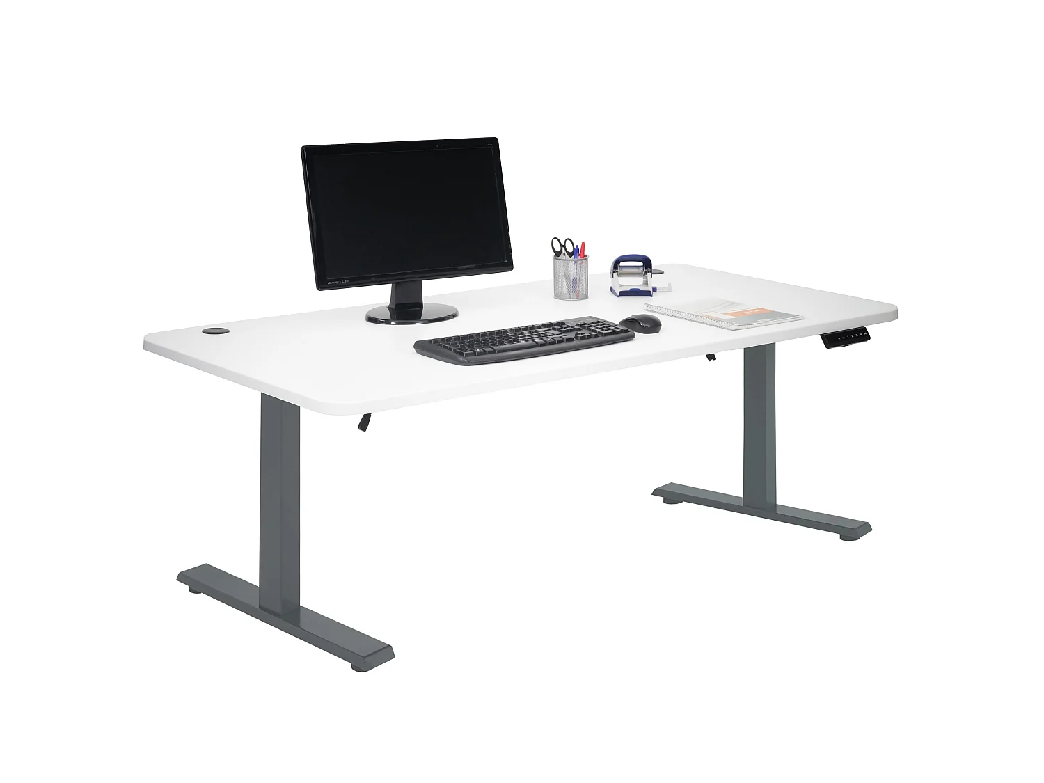 Schreibtisch MCW-D40, Weiß, anthrazit-grau