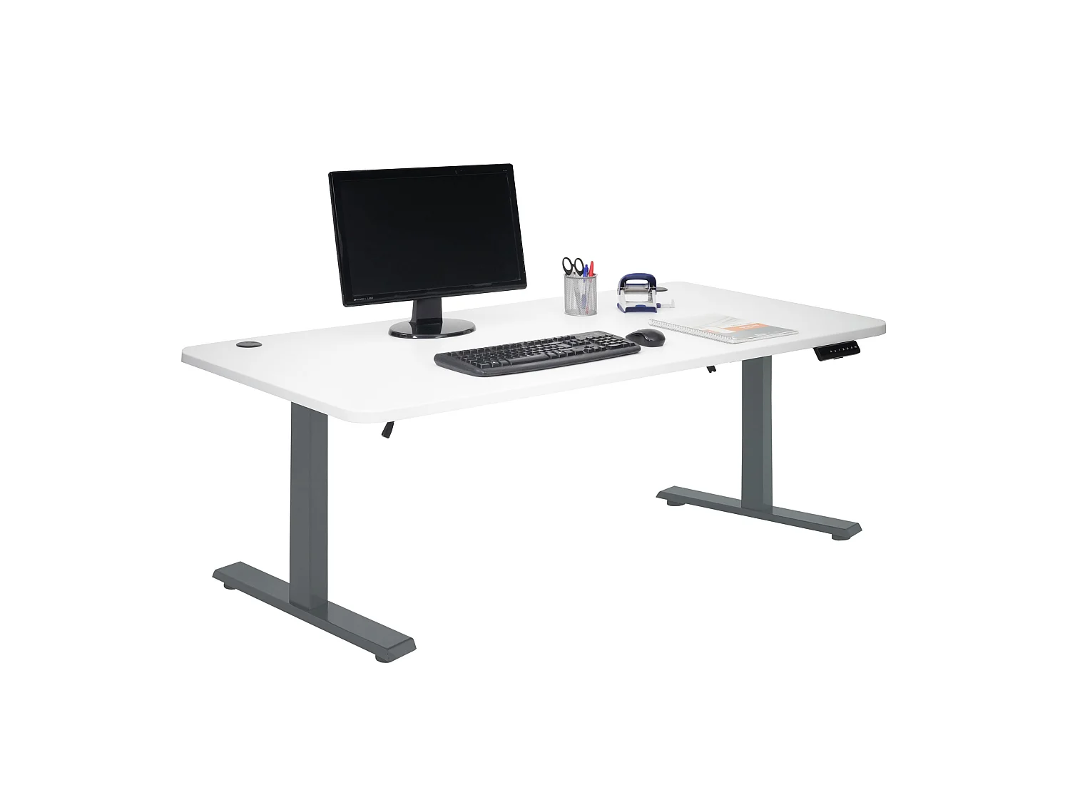 Schreibtisch MCW-D40, Weiß, anthrazit-grau
