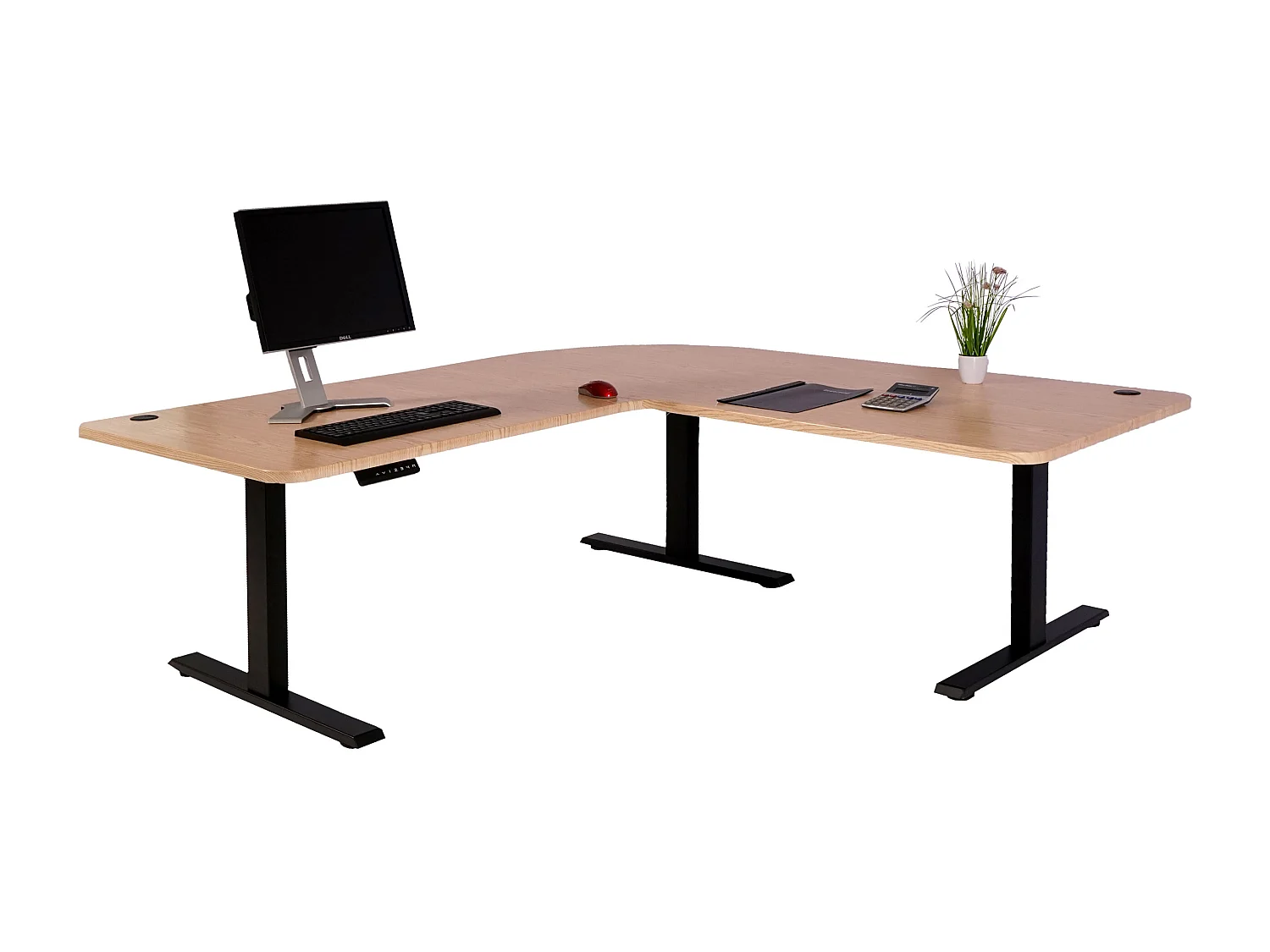 Eck-Schreibtisch MCW-D40, Hellbraun, schwarz