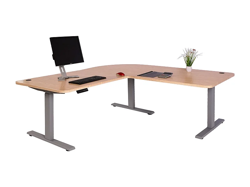 Eck-Schreibtisch MCW-D40, Hellbraun, grau