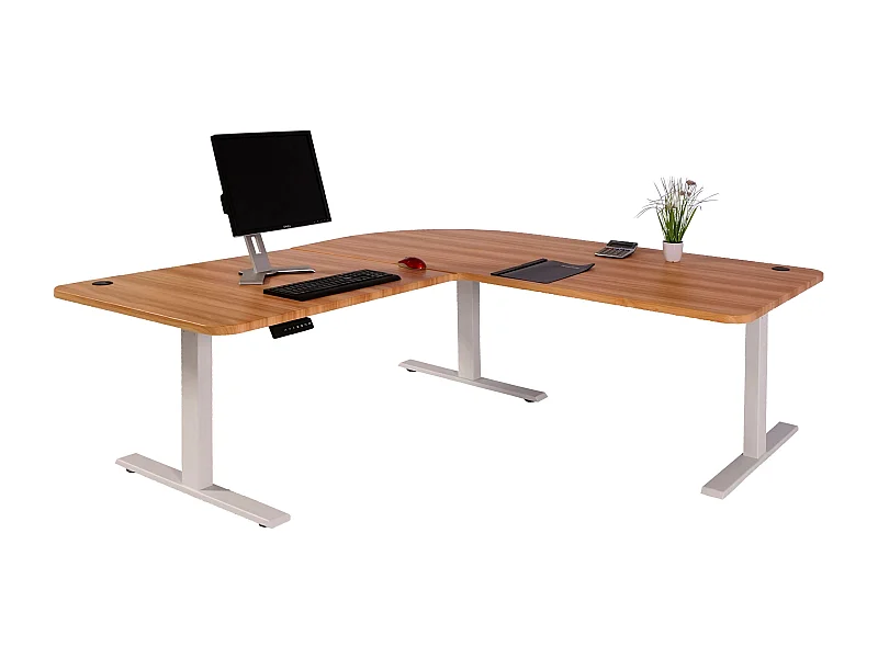 Eck-Schreibtisch MCW-D40, Eiche-Dekor, weiß