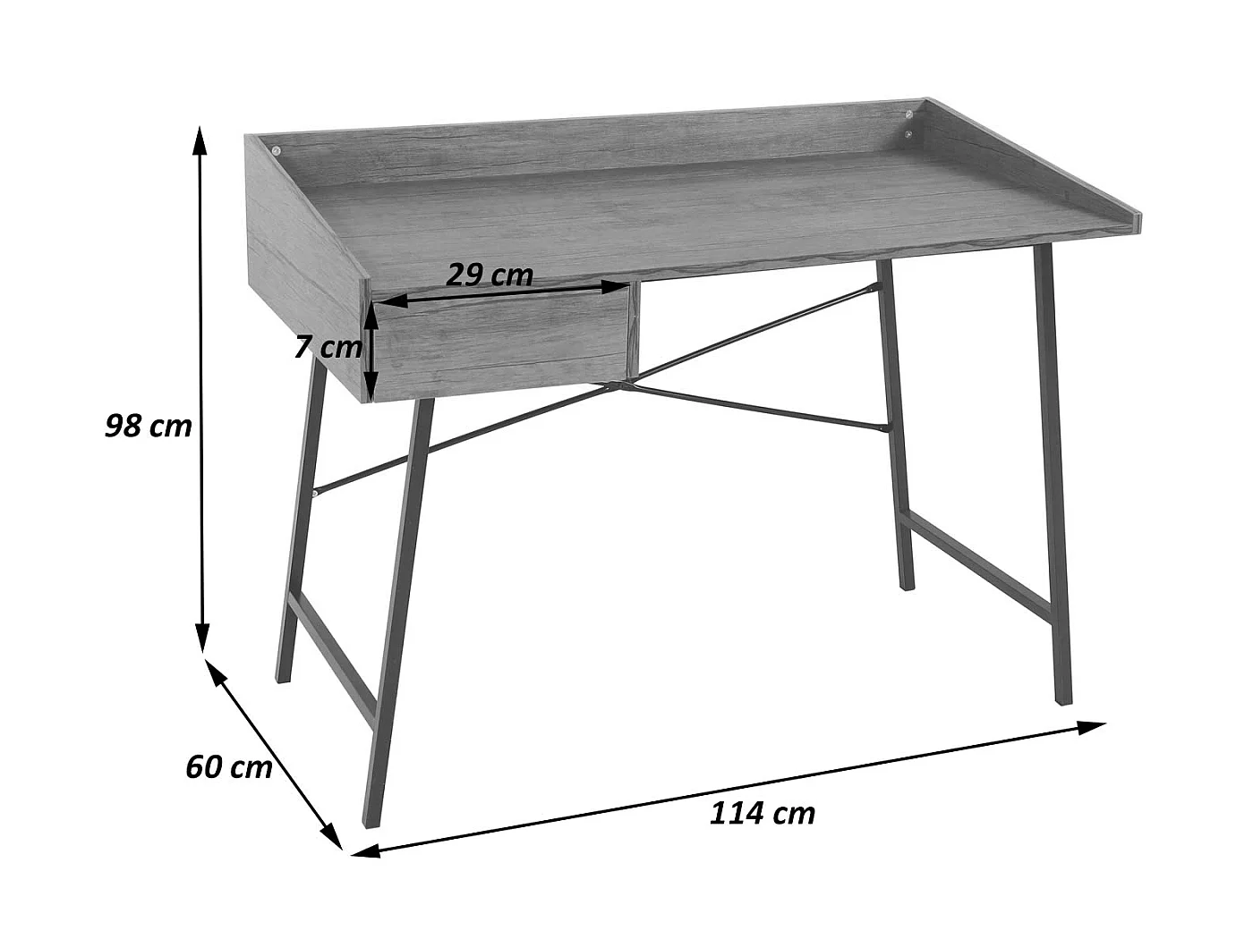 Konstrukcja 3D biurka MCW-J97,  wygląd dębu