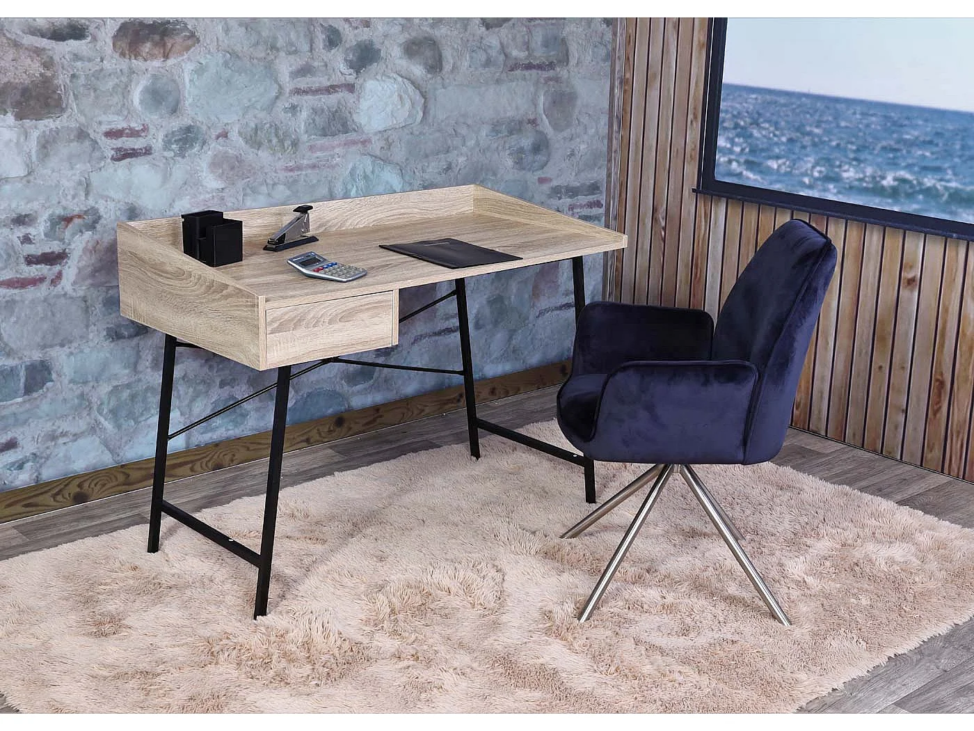 Konstrukcja 3D biurka MCW-J97,  wygląd dębu