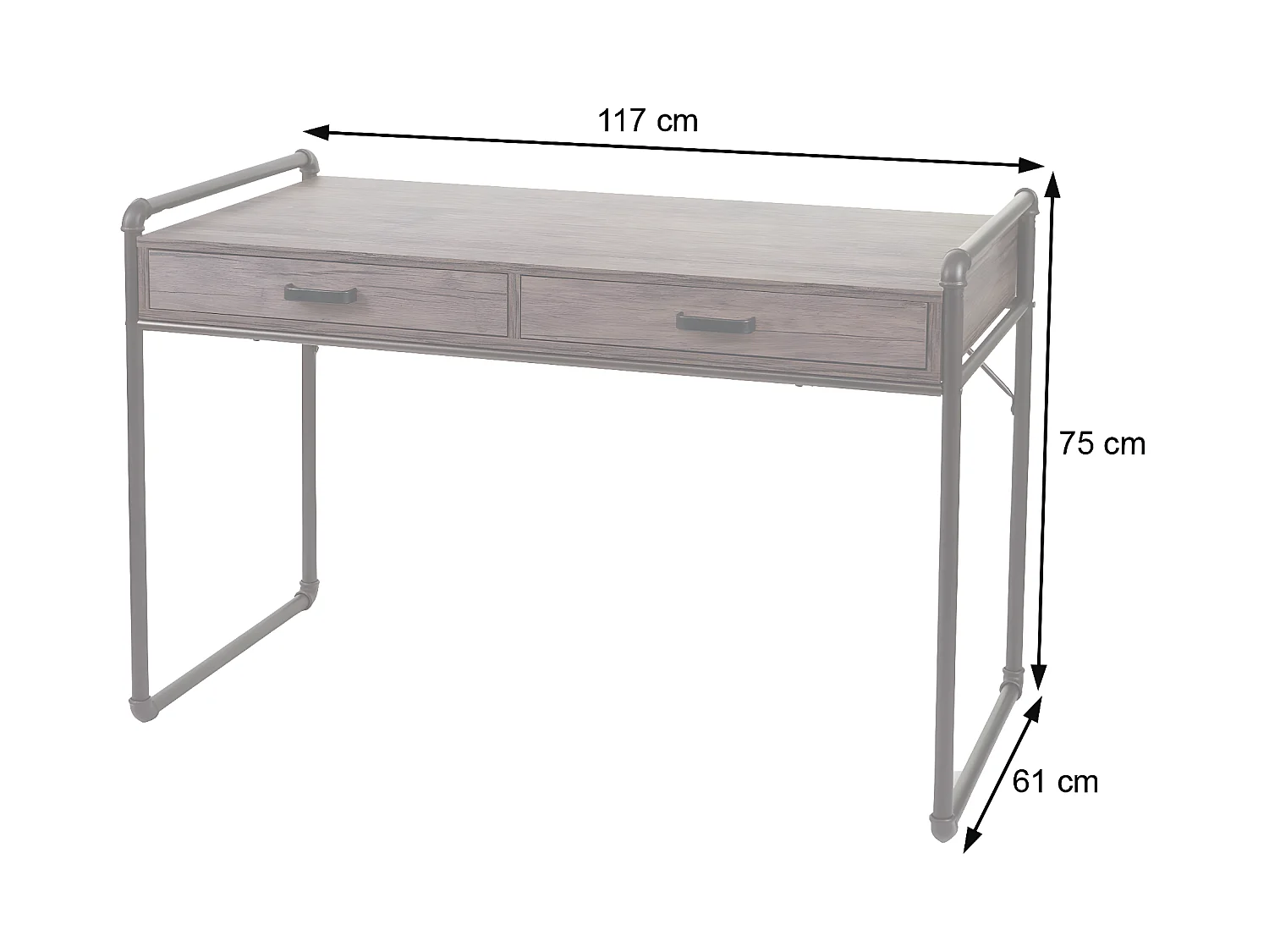 Scrivania ufficio computer MCW-F58 MDF con cassetti 60x120x75cm rovere marrone