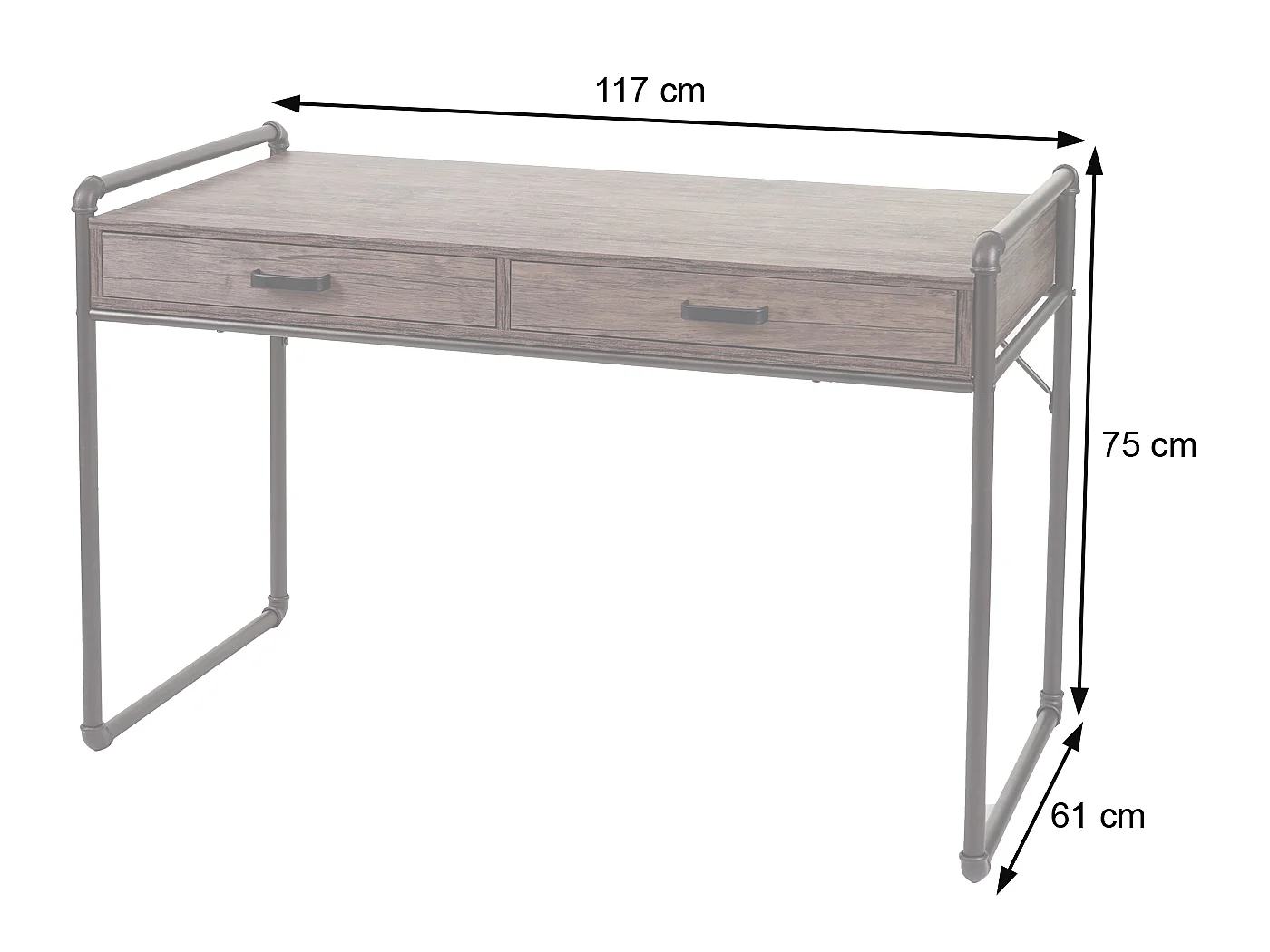 Scrivania ufficio computer MCW-F58 MDF con cassetti 60x120x75cm rovere marrone