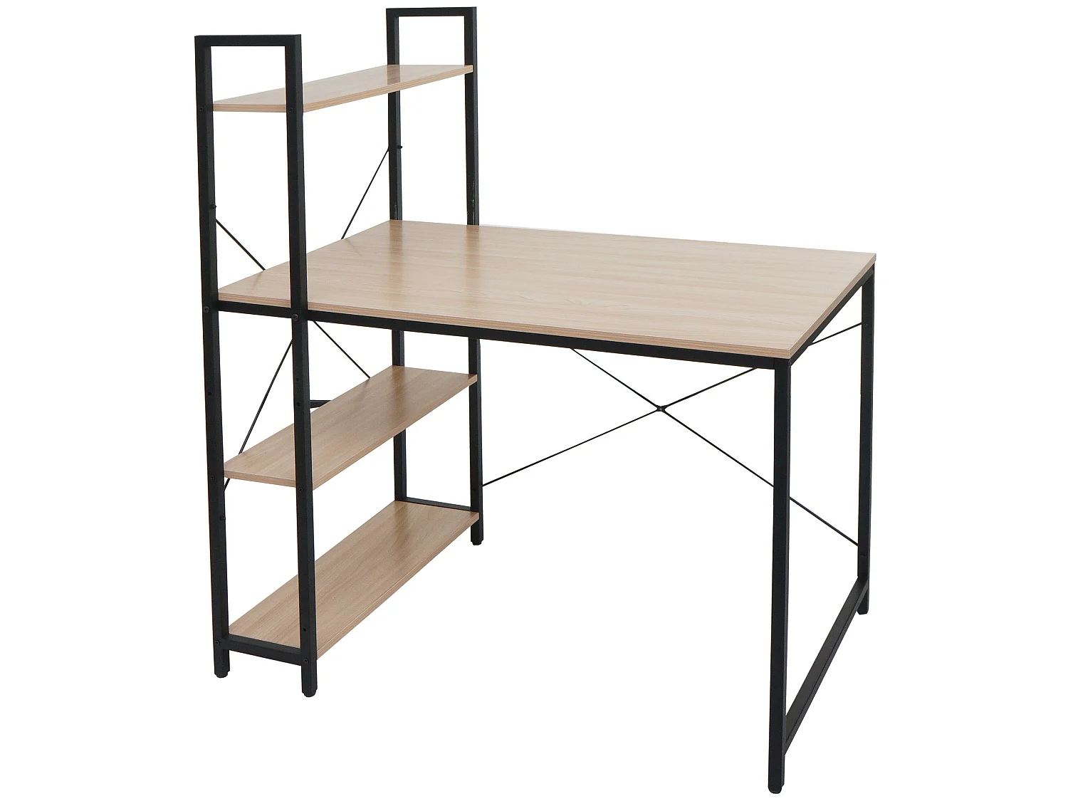 Bureau avec étagère MCW-K81,  naturel