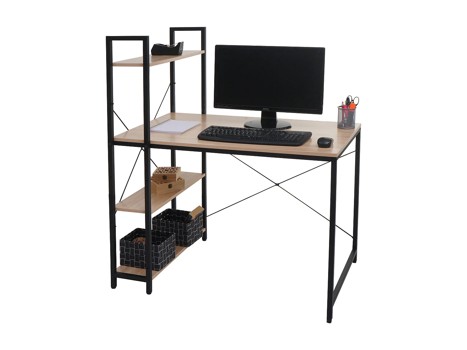 Schreibtisch mit Regal MCW-K81, Natur