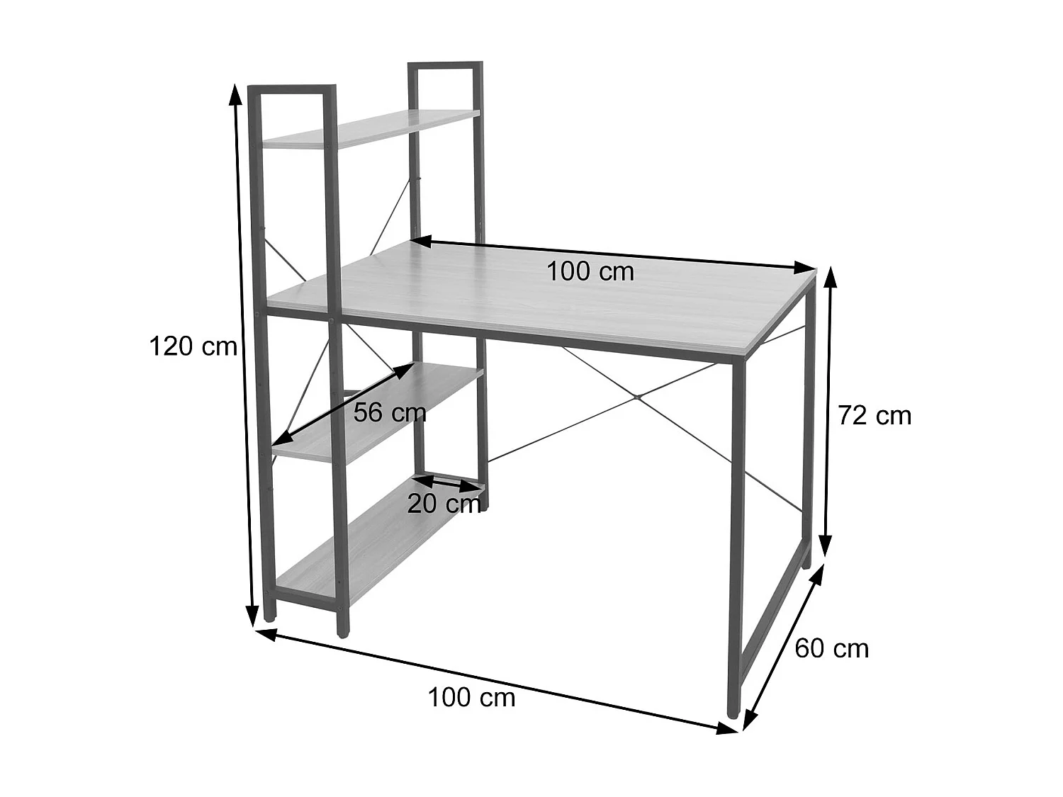 Schreibtisch mit Regal MCW-K81, Natur