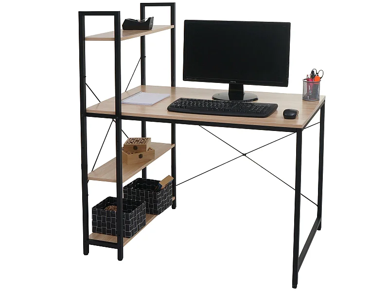 Bureau avec étagère MCW-K81,  naturel