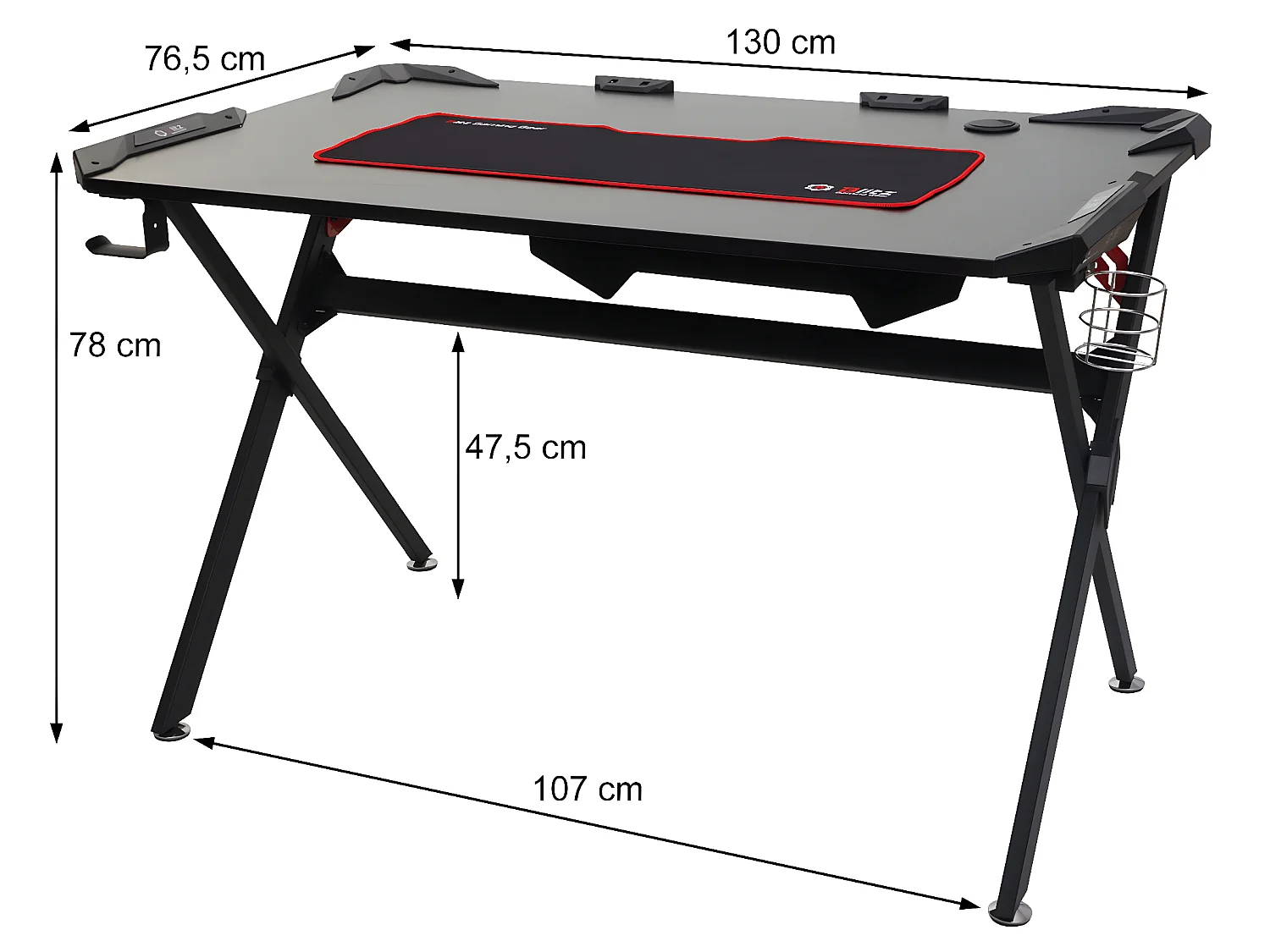 Scrivania porta computer PC gaming ragazzi MCW-F11 120x75cm nero