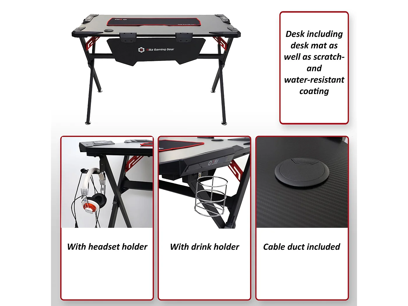 Schreibtisch MCW-F11, Computertisch Jugend-Schreibtisch, Gaming 120x75cm MVG schwarz