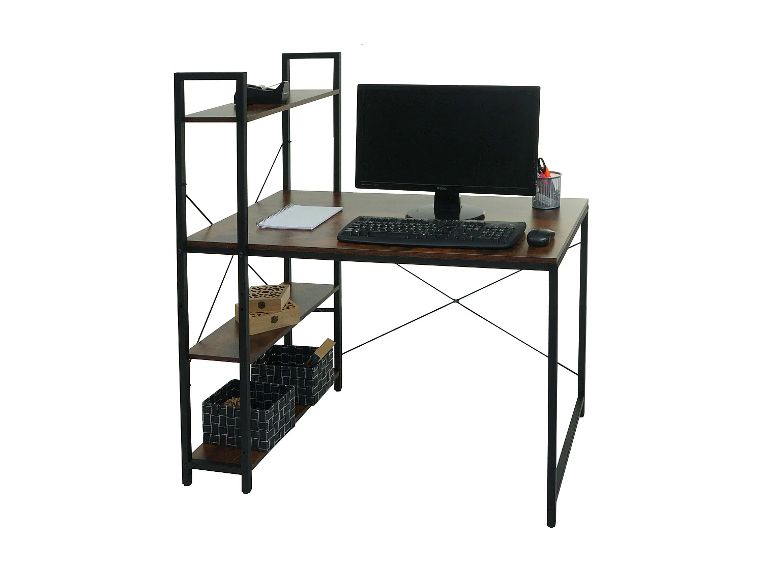 Schreibtisch mit Regal MCW-K81, Braun