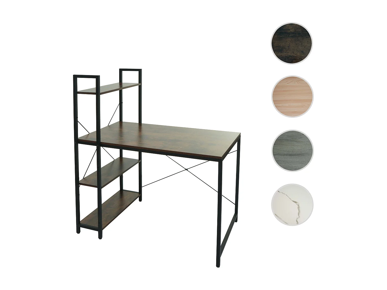 Schreibtisch mit Regal MCW-K81, Braun