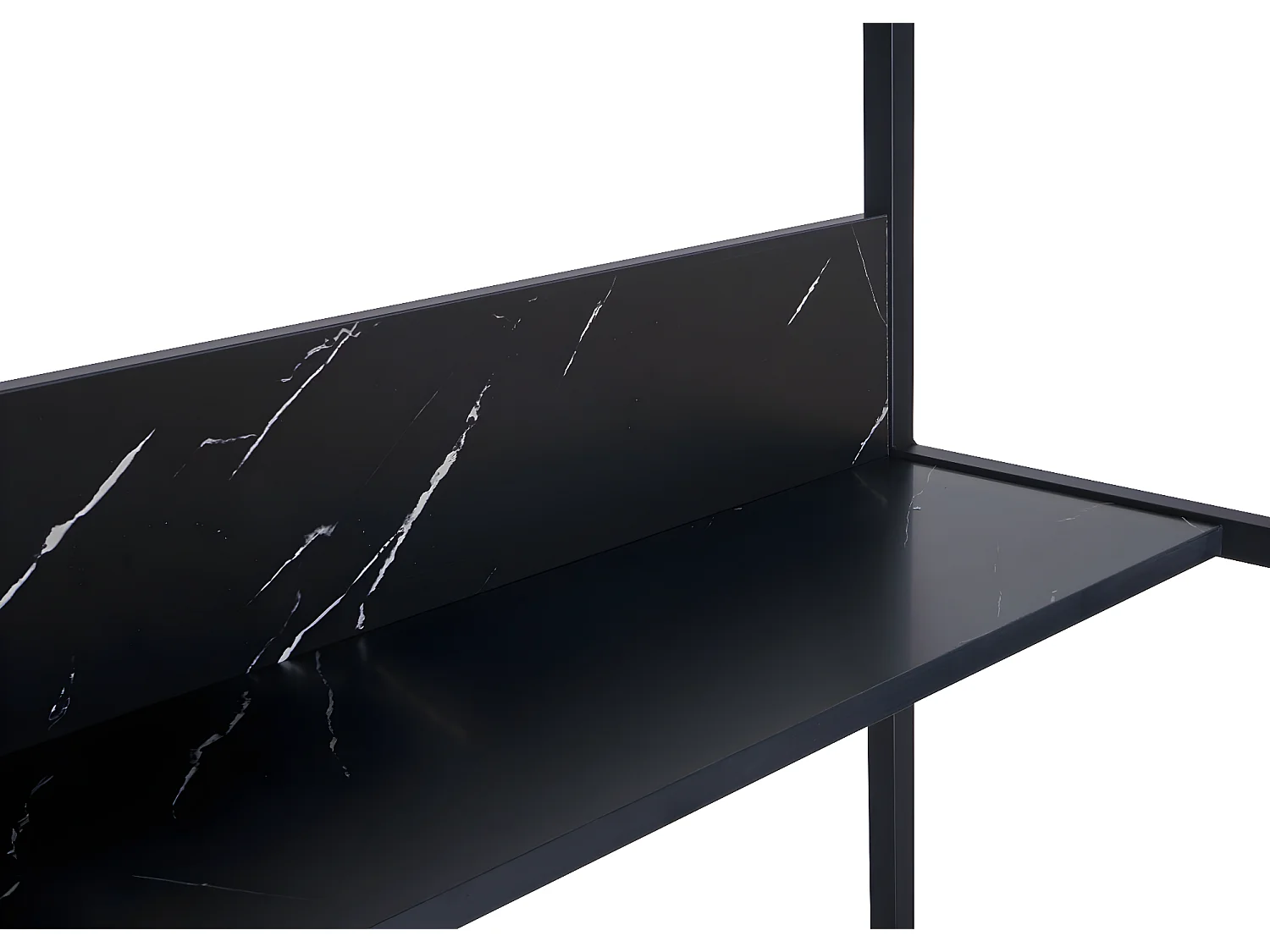 Scrivania tavolo tavolino ufficio MCW-K80 metallo MDF melaminico 120x60cm nero effetto marmo