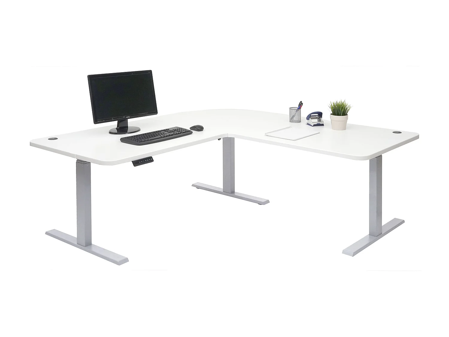 Eck-Schreibtisch MCW-D40, Weiß, grau