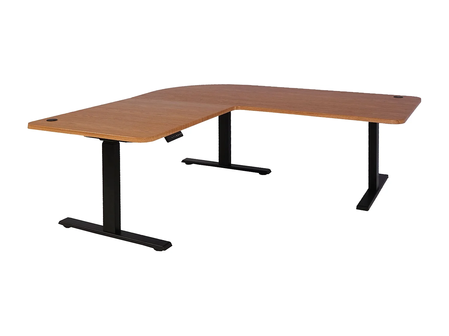 Eck-Schreibtisch MCW-D40, Braun Struktur, schwarz