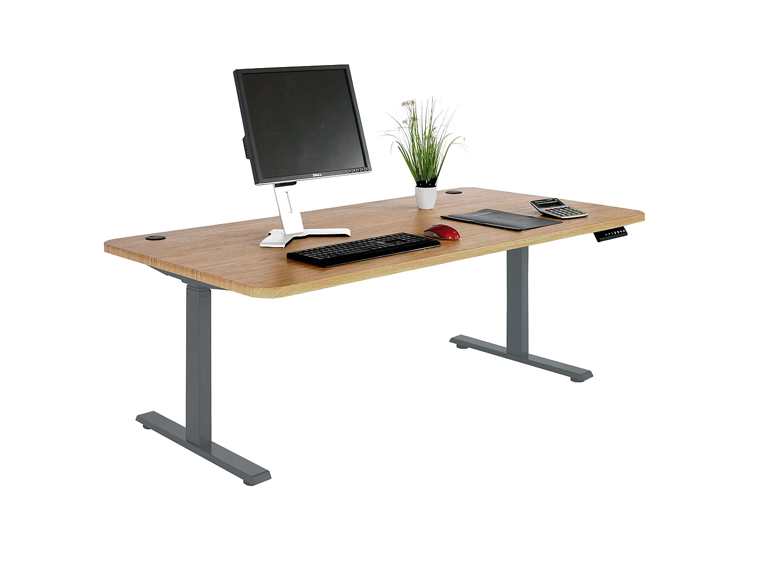 Schreibtisch MCW-D40, Braun Struktur, anthrazit-grau