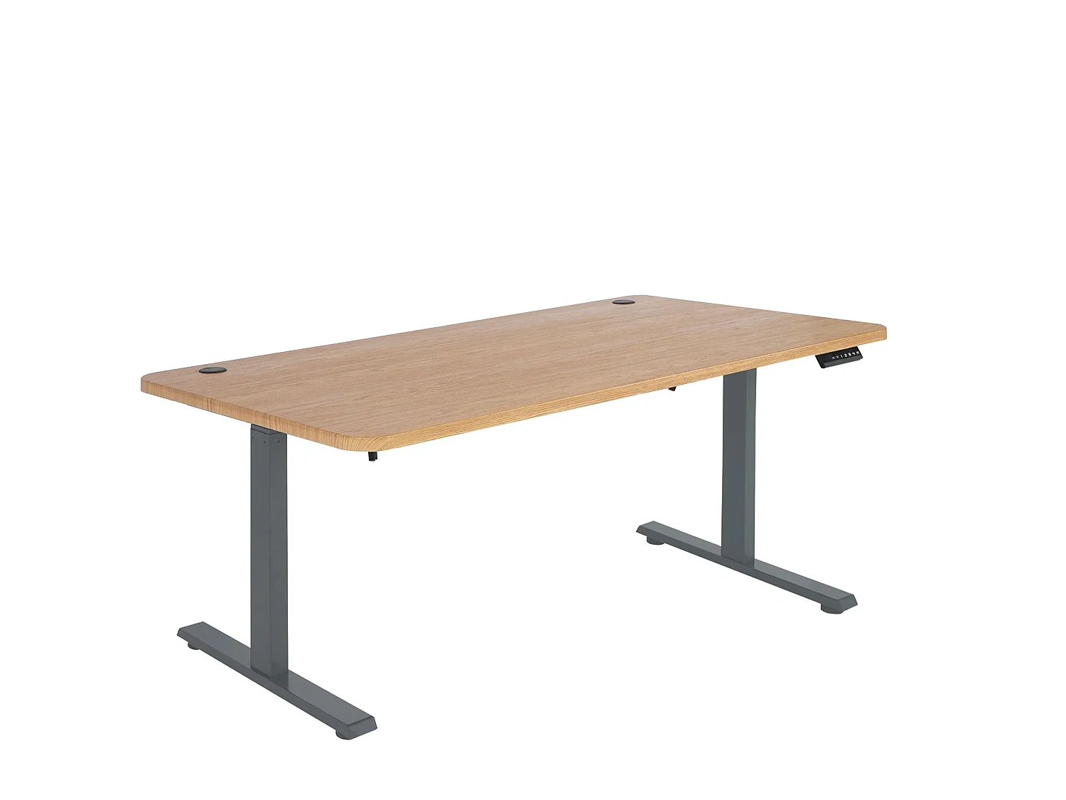 Schreibtisch MCW-D40, Braun Struktur, anthrazit-grau