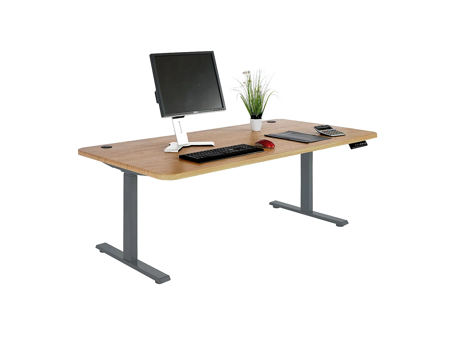 Schreibtisch MCW-D40, Braun Struktur, anthrazit-grau
