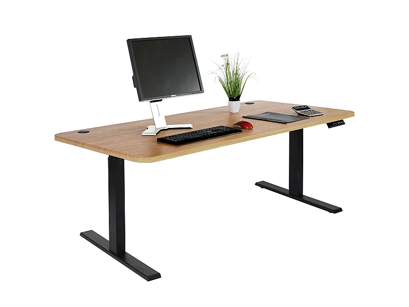 Schreibtisch MCW-D40, Braun Struktur, schwarz