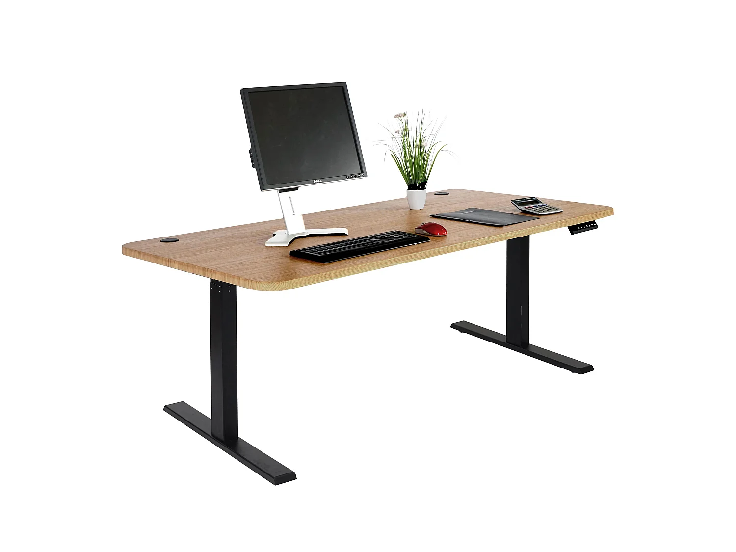 Schreibtisch MCW-D40, Braun Struktur, schwarz