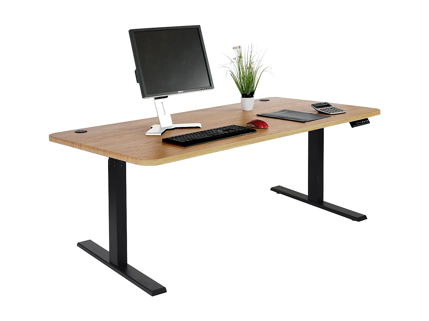 Schreibtisch MCW-D40, Braun Struktur, schwarz
