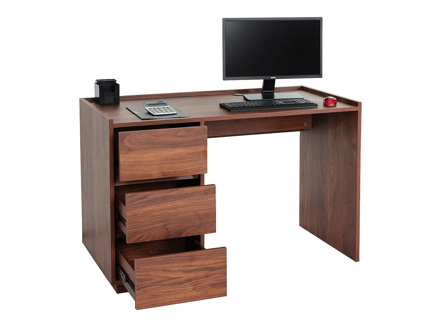 Scrivania ufficio computer MCW-J78 3 cassetti 60x121x78cm legno scuro