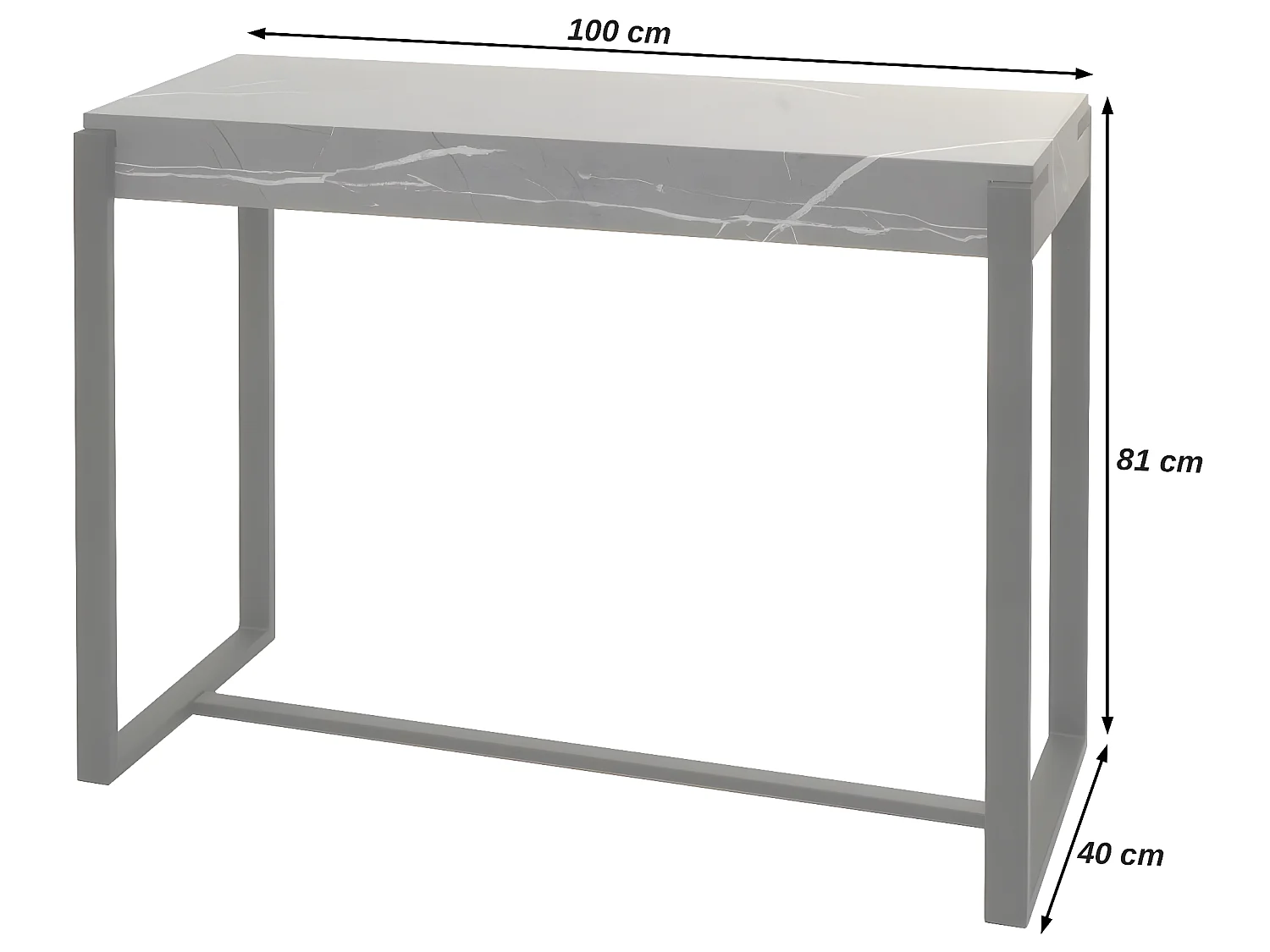 Table console MCW-L53,  aspect marbre gris