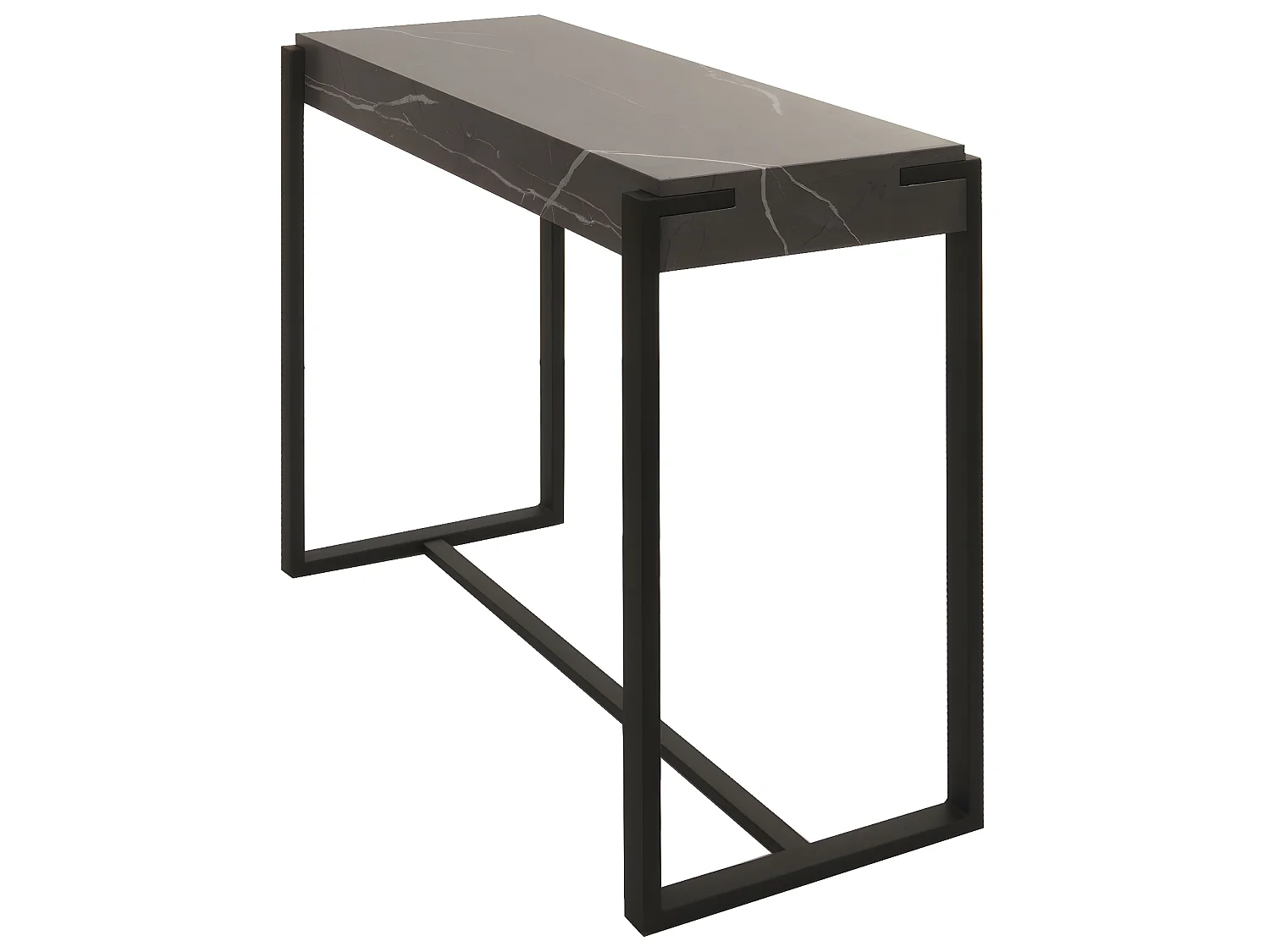Table console MCW-L53,  aspect marbre gris