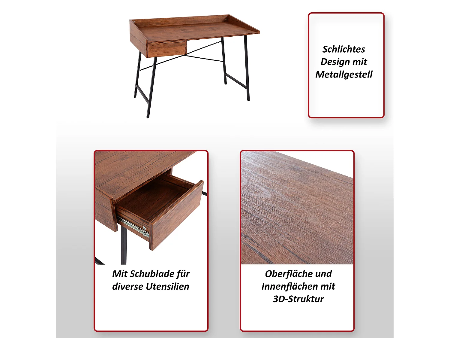 Stolik konsolowy MCW-J97 o strukturze 3D,  brązowy